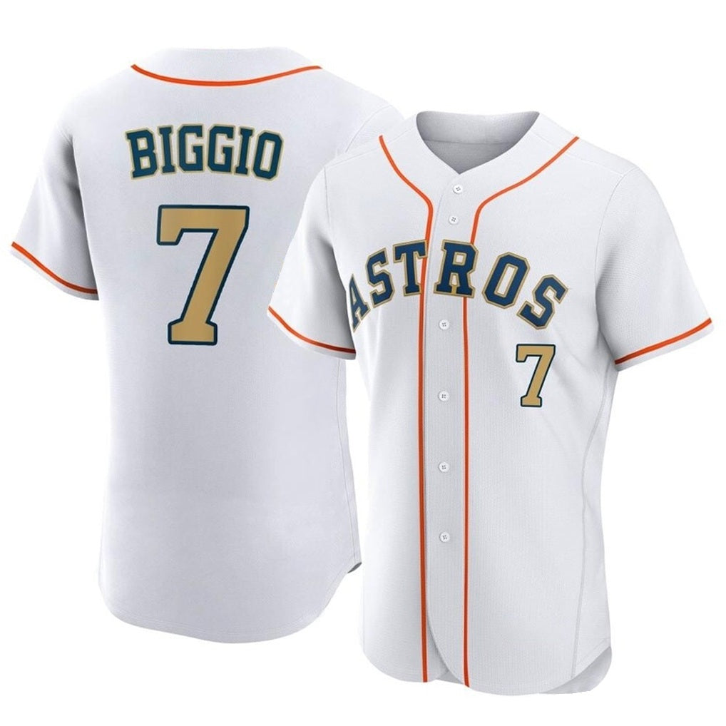 Houston Astros #7 Craig Biggio Player Gold FEDASGOGE Collection Limited Elite Home Stitched Jerseys