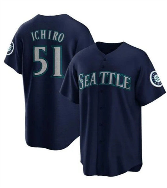 Seattle Mariners #51 Ichiro Suzuki Navy FEDASGOGE Cool Base Stitched Jersey