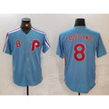 Philadelphia Phillies #8 Nick Castellanos Number Light Blue FEDASGOGE Cooperstown Cool Base Jersey