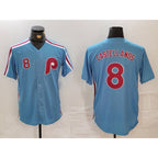 Philadelphia Phillies #8 Nick Castellanos Number Light Blue FEDASGOGE Cooperstown Cool Base Jersey