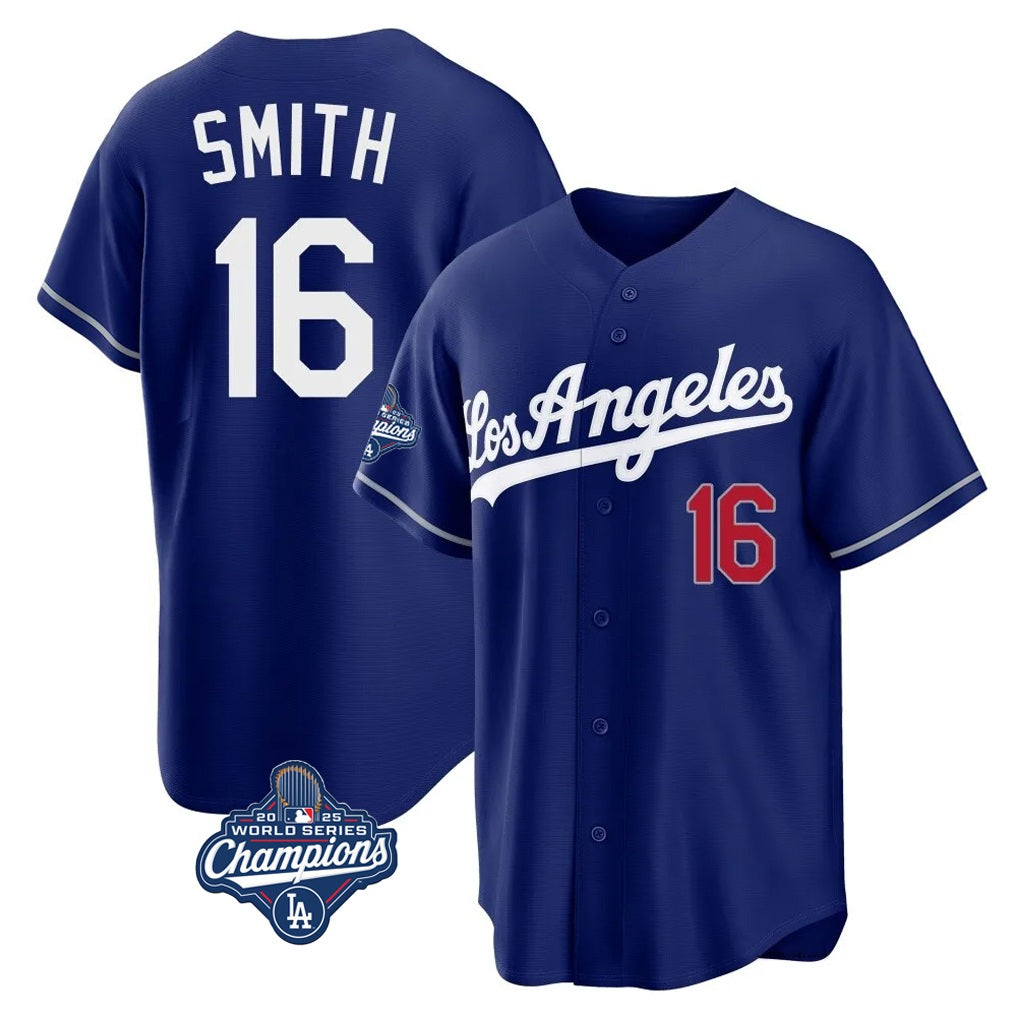 Los Angeles Dodgers #16 Will Smith Player Royal FEDASGOGE World Series Meet Game Home Stitched Jerseys