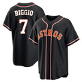 Houston Astros #7 Craig Biggio Player Black FEDASGOGE Fashion Out Home Game Stitched Jerseys