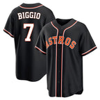 Houston Astros #7 Craig Biggio Player Black FEDASGOGE Fashion Out Home Game Stitched Jerseys