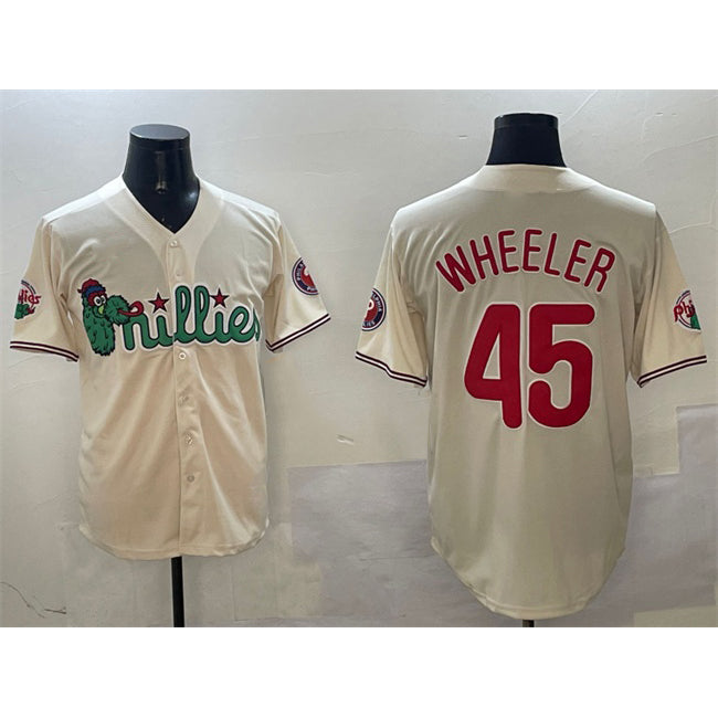 Philadelphia Phillies #45 Zack Wheeler Cream FEDASGOGE Phanatic Limited Stitched Jersey