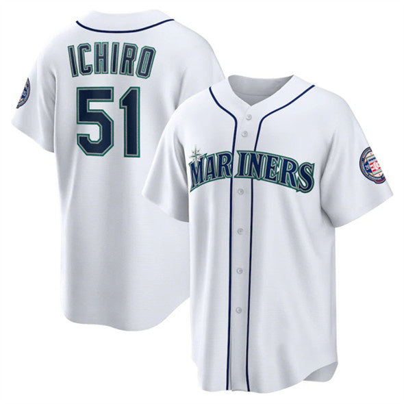 Seattle Mariners #51 Ichiro Suzuki White FEDASGOGE Cool Base Stitched Jersey