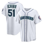 Seattle Mariners #51 Ichiro Suzuki White FEDASGOGE Cool Base Stitched Jersey