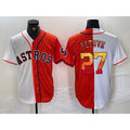Houston Astros #27 Jose Altuve White Orange FEDASGOGE Split Stitched Jersey