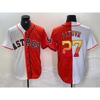Houston Astros #27 Jose Altuve White Orange FEDASGOGE Split Stitched Jersey