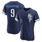Kansas City Royals #9 Vinnie Pasquantino Player Navy FEDASGOGE City Connect Limited Elite Home Stitched Jerseys
