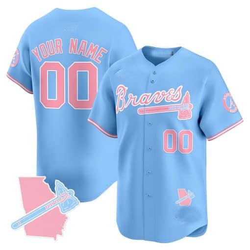 Custom Atlanta Braves Bubblegum Pink Vapor Premier Limited Jersey ¨C Blue FEDASGOGE