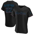 Miami Marlins #22 Sandy Alcantara Player Black FEDASGOGE Home Limited Elite Stitched Jerseys
