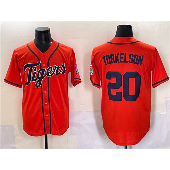 Detroit Tigers #20 Spencer Torkelson Orange FEDASGOGE With Patch Cool Base Stitched Jersey