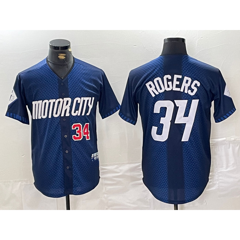 Detroit Tigers #34 Jake Rogers 2024 Navy FEDASGOGE City Connect Cool Base Limited Stitched Jerseys