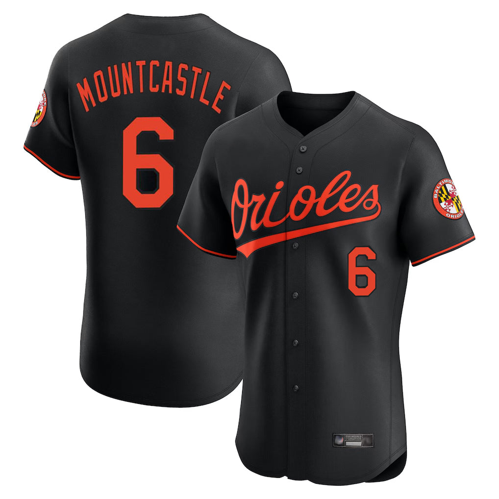 Baltimore Orioles #6 Ryan Mountcastle Player Black FEDASGOGE Limited Elite Home Game Stitched Jerseys