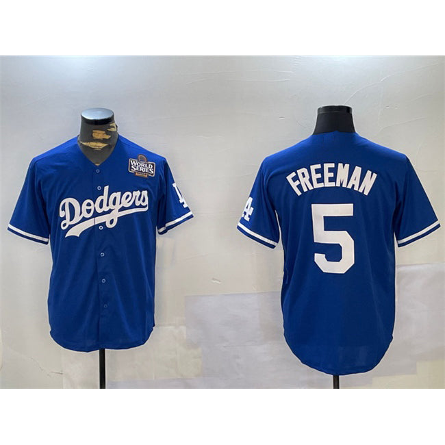 Los Angeles Dodgers #5 Freddie Freeman Blue FEDASGOGE 2024 World Series Cool Base Stitched Jersey
