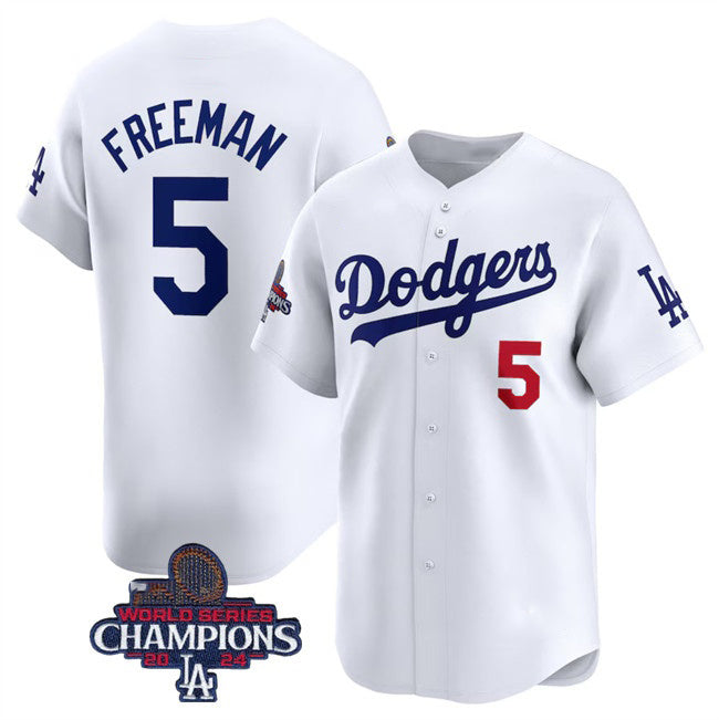 Los Angeles Dodgers #5 Freddie Freeman White FEDASGOGE 2024 World Series Champions Home Limited Stitched Jersey