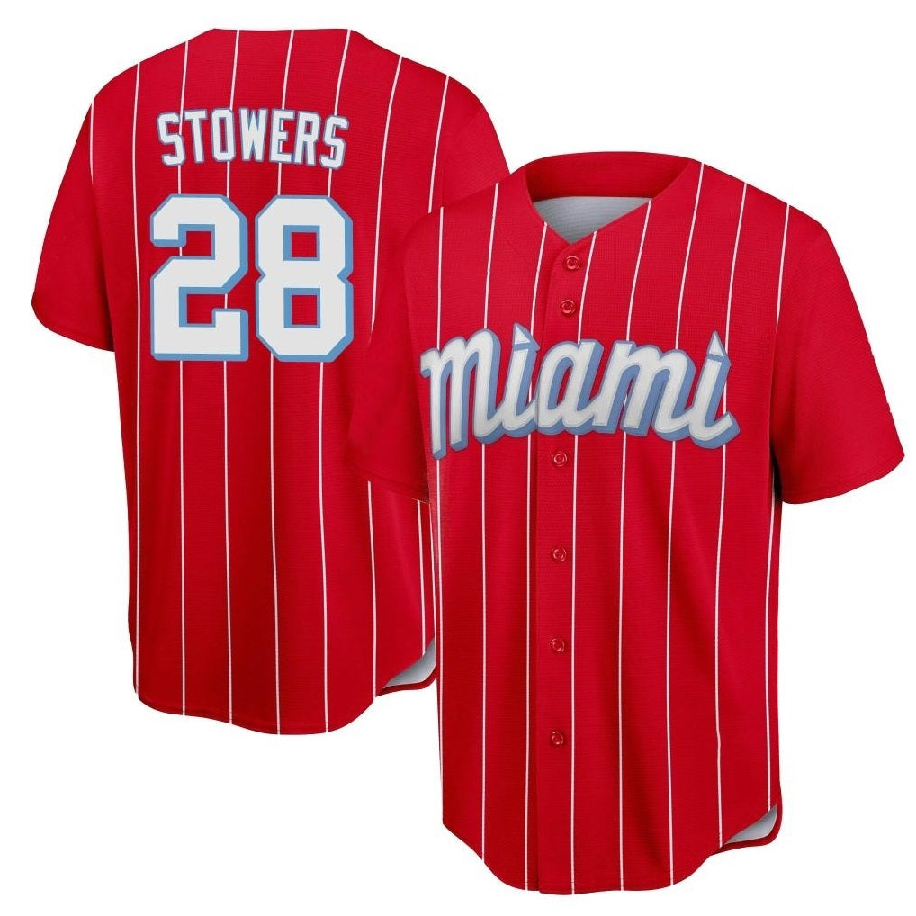 Miami Marlins #28 Kyle Stowers Player Red FEDASGOGE City Connect Home Game Stitched Jerseys