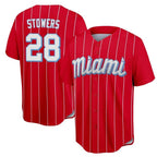 Miami Marlins #28 Kyle Stowers Player Red FEDASGOGE City Connect Home Game Stitched Jerseys