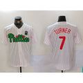 Philadelphia Phillies #7 Trea Turner White Green FEDASGOGE Cool Base Stitched Jersey 2