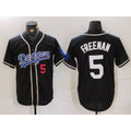 Los Angeles Dodgers #5 Freddie Freeman Number Black FEDASGOGE Cool Base With Patch Stitched Jersey 2
