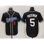 Los Angeles Dodgers #5 Freddie Freeman Number Black FEDASGOGE Cool Base With Patch Stitched Jersey 2