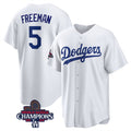 Los Angeles Dodgers #5 Freddie Freeman White FEDASGOGE 2024 World Series Champions Cool Base Stitched Jersey