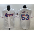 Texas Rangers #53 Adolis Garcia White FEDASGOGE 2023 World Series Champions Cool Base Jersey