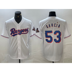 Texas Rangers #53 Adolis Garcia White FEDASGOGE 2023 World Series Champions Cool Base Jersey
