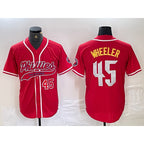 Philadelphia Phillies #45 Zack Wheeler Number Red FEDASGOGE Cool Base Stitched Jerseys
