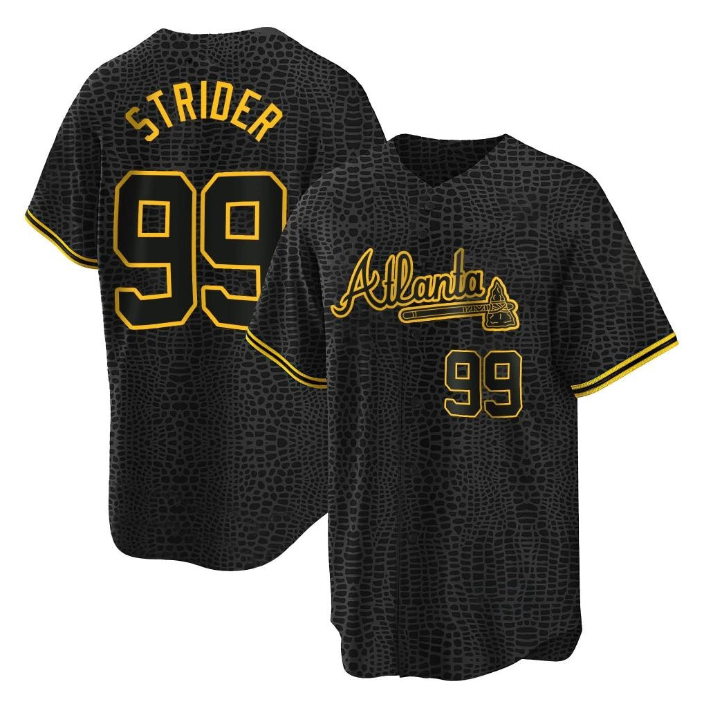 Atlanta Braves #99 Spencer Strider Player Black FEDASGOGE Snake Skin City Home Game Stitched Jerseys