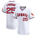 Los Angeles Angels #25 Travis d'Arnaud Player White FEDASGOGE T-shirt Home Limited Elite Stitched Jerseys