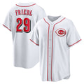 Cincinnati Reds #29 TJ Friedl White FEDASGOGE Home Replica Jersey