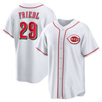 Cincinnati Reds #29 TJ Friedl White FEDASGOGE Home Replica Jersey