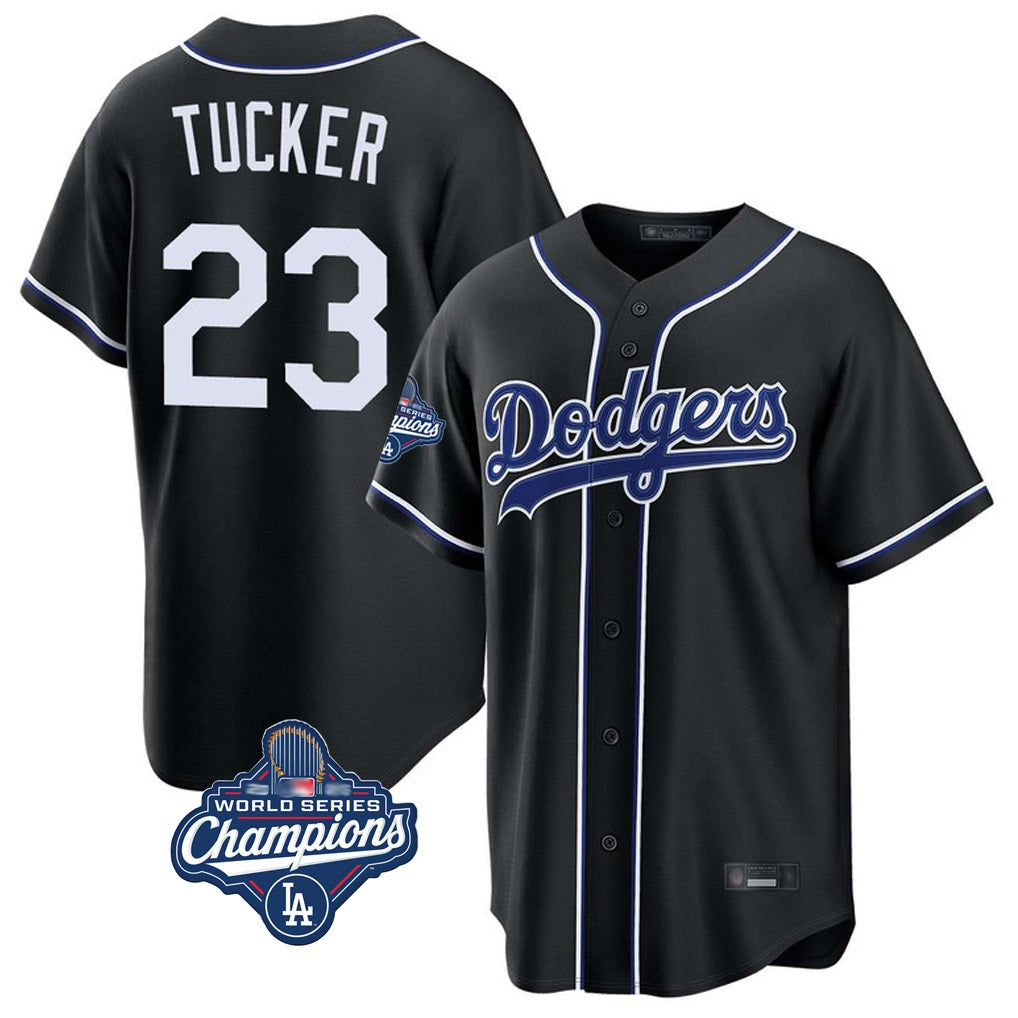 Los Angeles Dodgers #23 Kyle Tucker Player Black FEDASGOGE World Series Meet Carbon Limited Home Stitched Jerseys