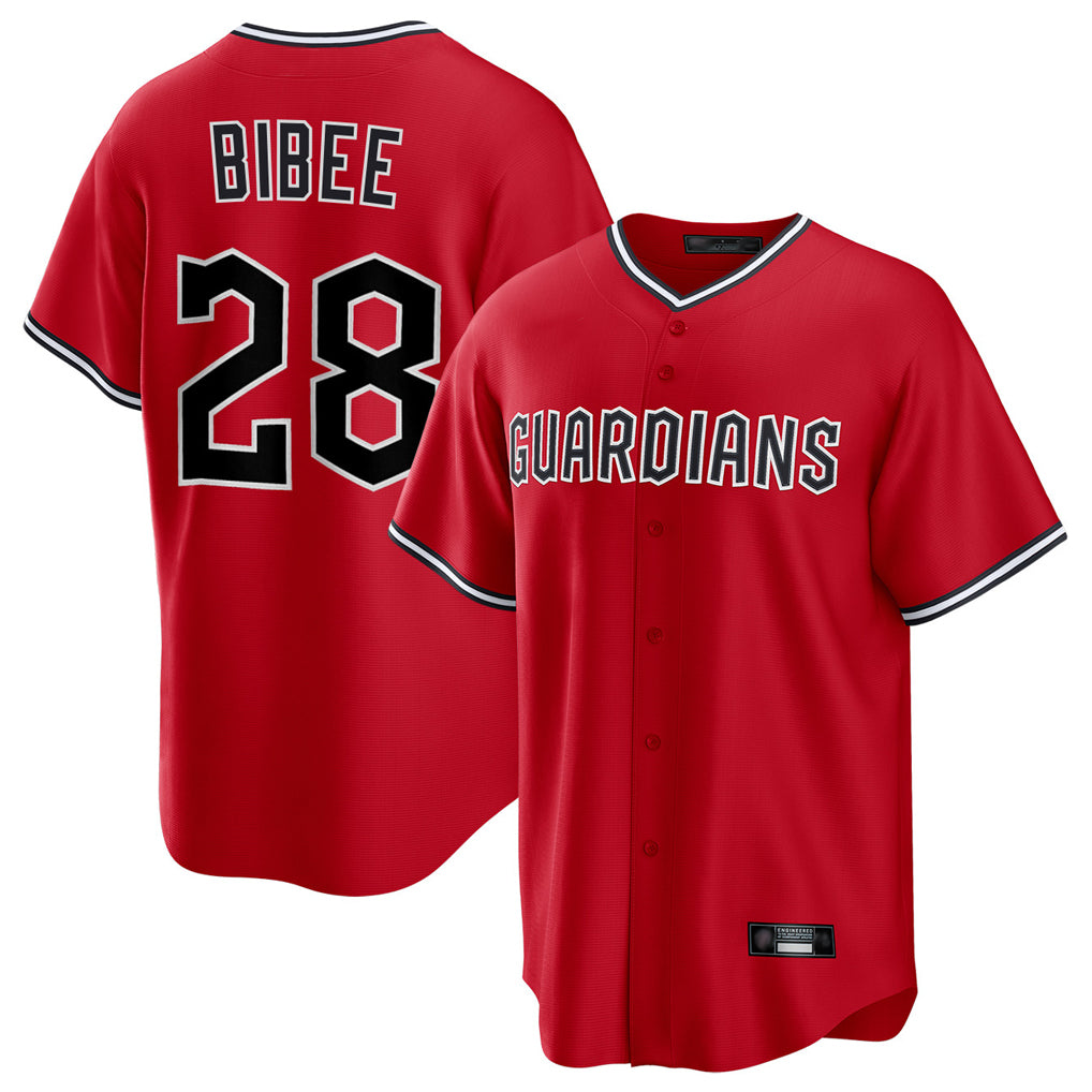 Cleveland Guardians #28 Tanner Bibee Player Red FEDASGOGE Home Game Stitched Jerseys