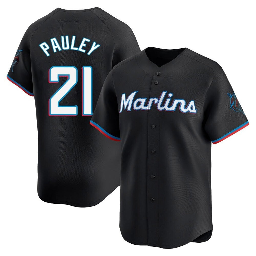 Miami Marlins #21 Graham Pauley Player Black FEDASGOGE Home Limited Stitched Jerseys