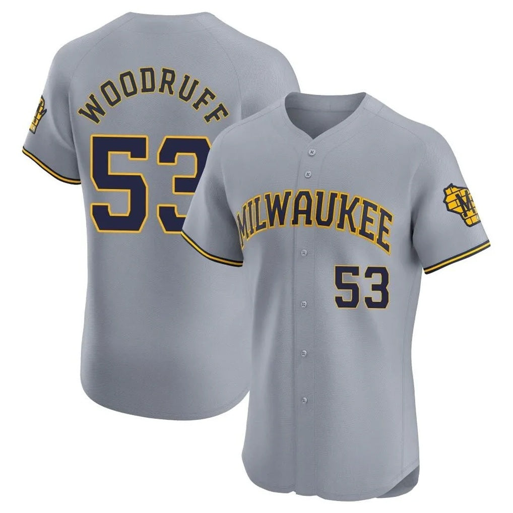 Milwaukee Brewers #53 Brandon Woodruff Player Gray FEDASGOGE Home Limited Elite Stitched Jerseys