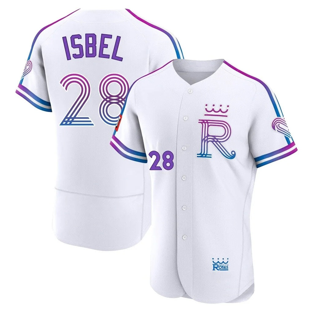 Kansas City Royals #28 Kyle Isbel Player White FEDASGOGE 2026 City Connect Limited Elite Home Stitched Jerseys