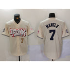 New York Yankees #7 Mickey Mantle Cream FEDASGOGE Limited Stitched Jerseys