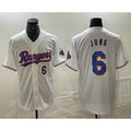 Texas Rangers #6 Josh Jung Number White FEDASGOGE 2024 Gold Collection Limited Cool Base Jersey