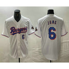 Texas Rangers #6 Josh Jung Number White FEDASGOGE 2024 Gold Collection Limited Cool Base Jersey