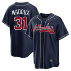 Atlanta Braves #31 Greg Maddux Player Navy FEDASGOGE Home Game Stitched Jerseys