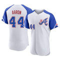 Atlanta Braves #44 Hank Aaron Player White FEDASGOGE City Connect Limited Elite Home Game Stitched Jerseys