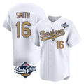 Los Angeles Dodgers #16 Will Smith Player White Gold FEDASGOGE World Series Collection Limited Home Stitched Jerseys