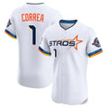 Houston Astros #1 Carlos Correa Player White FEDASGOGE City Connect Limited Elite Home Stitched Jerseys