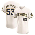 Milwaukee Brewers #53 Brandon Woodruff Player Cream FEDASGOGE Home Limited Elite Stitched Jerseys