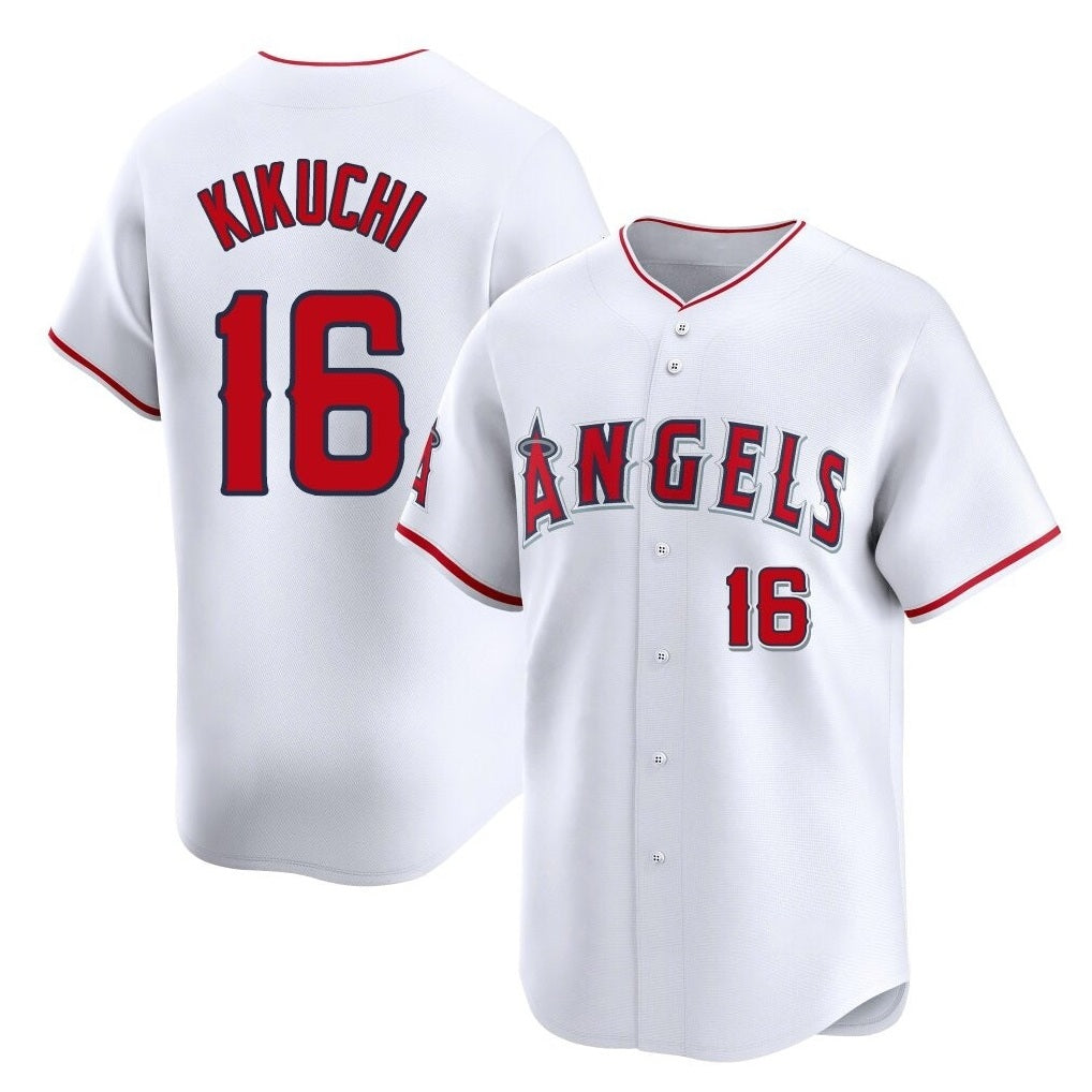 Los Angeles Angels #16 Yusei Kikuchi Player White FEDASGOGE Limited Home Stitched Jerseys