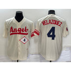 Los Angeles Angels #4 Andrew Velazquez Number Cream FEDASGOGE 2022 City Connect Cool Base Stitched Jersey