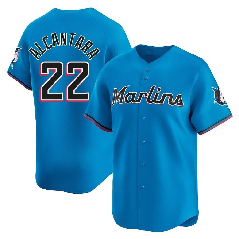 Miami Marlins #22 Sandy Alcantara Player Blue FEDASGOGE Home Limited Stitched Jerseys