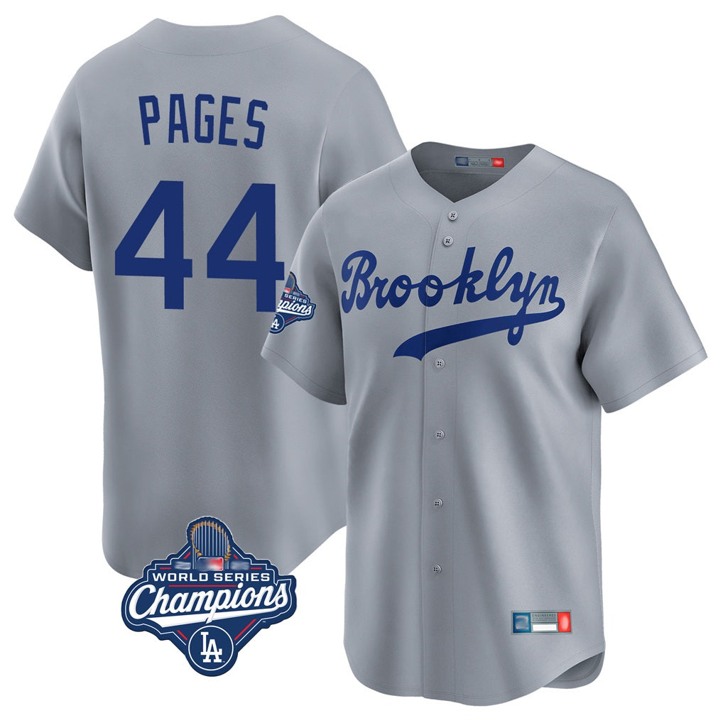 Los Angeles Dodgers #44 Andy Pages Player Gray FEDASGOGE World Series Meet Game Limited Home Stitched Jerseys